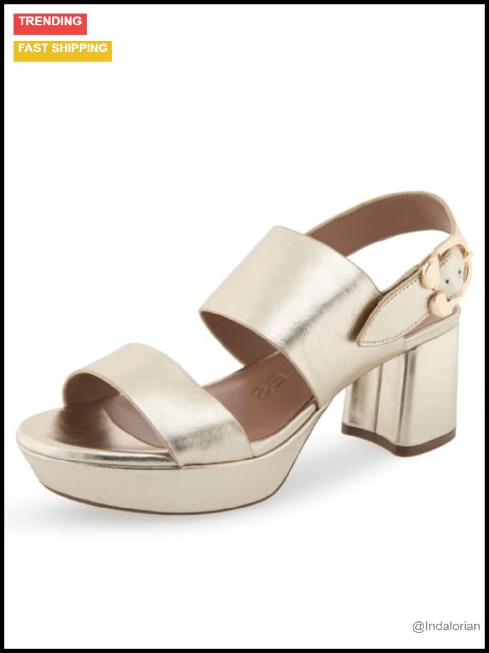 Aerosoles Camera Metallic Leather Platform Sandal Slingback Round Toe Cushioned